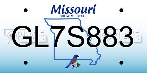 GL7S883 Missouri License Plate