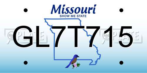 GL7T715 Missouri License Plate