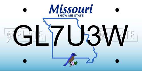 GL7U3W Missouri License Plate