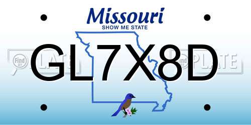GL7X8D Missouri License Plate