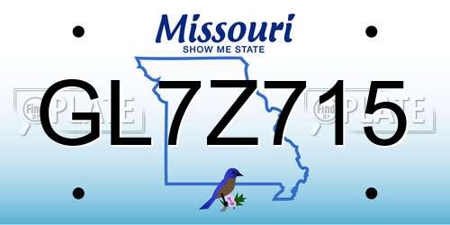 GL7Z715 Missouri License Plate