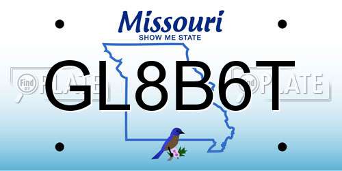GL8B6T Missouri License Plate