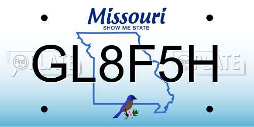 GL8F5H Missouri License Plate