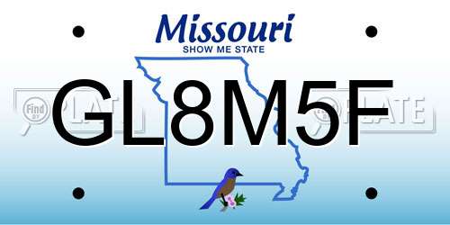 GL8M5F Missouri License Plate