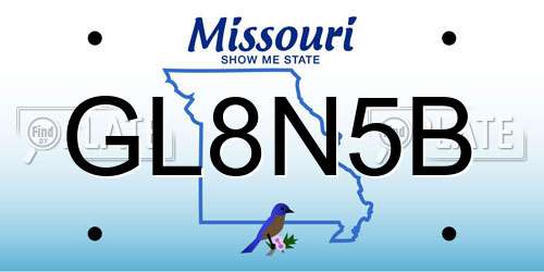 GL8N5B Missouri License Plate