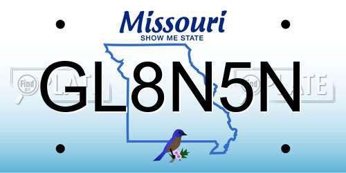 GL8N5N Missouri License Plate