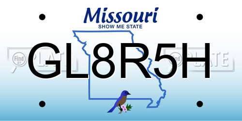 GL8R5H Missouri License Plate