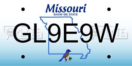 GL9E9W Missouri License Plate