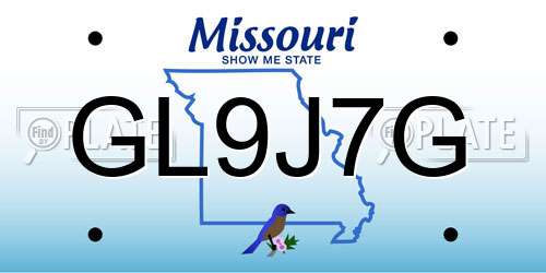 GL9J7G Missouri License Plate