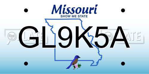 GL9K5A Missouri License Plate