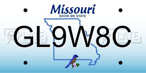 GL9W8C Missouri License Plate