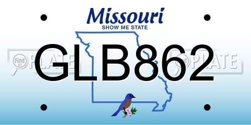 GLB862 Missouri License Plate