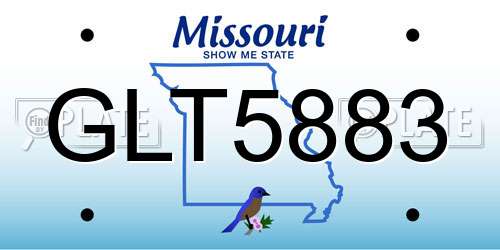 GLT5883 Missouri License Plate