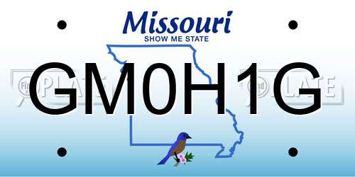 GM0H1G Missouri License Plate