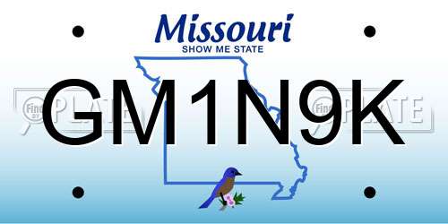 GM1N9K Missouri License Plate