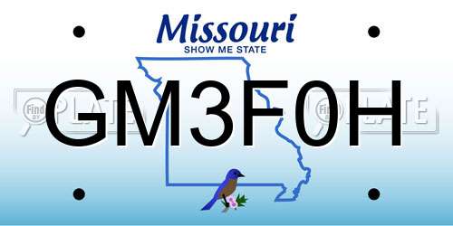 GM3F0H Missouri License Plate