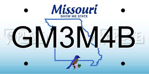 GM3M4B Missouri License Plate