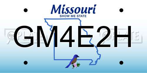 GM4E2H Missouri License Plate