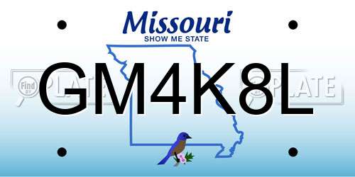 GM4K8L Missouri License Plate