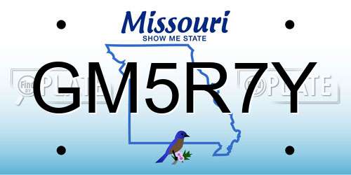 GM5R7Y Missouri License Plate