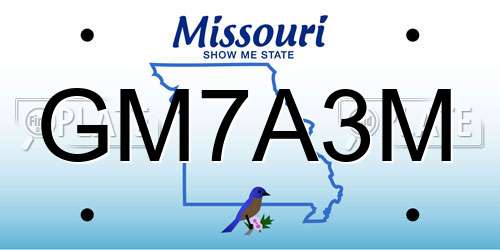 GM7A3M Missouri License Plate