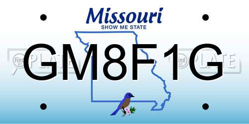 GM8F1G Missouri License Plate