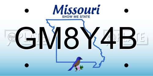 GM8Y4B Missouri License Plate