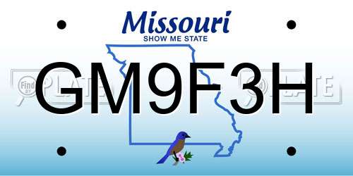 GM9F3H Missouri License Plate
