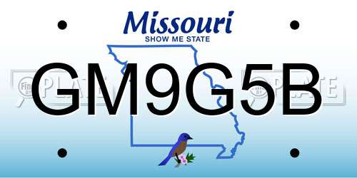 GM9G5B Missouri License Plate