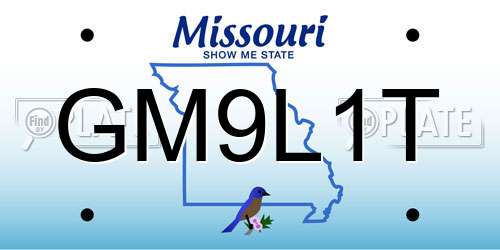 GM9L1T Missouri License Plate