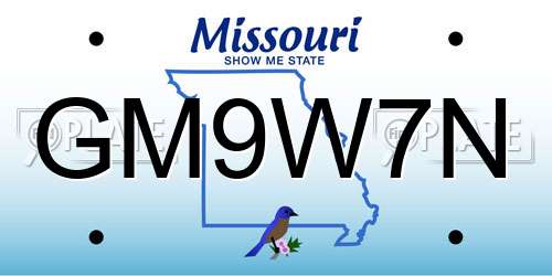 GM9W7N Missouri License Plate