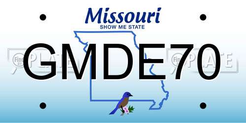 GMDE70 Missouri License Plate