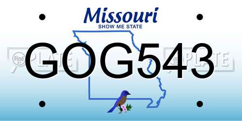 GOG543 Missouri License Plate