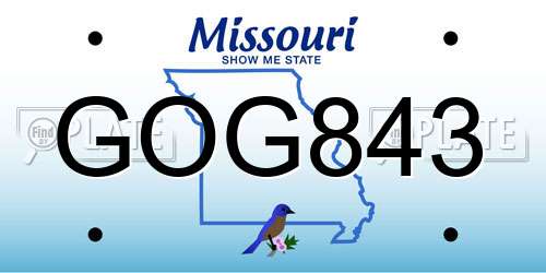 GOG843 Missouri License Plate