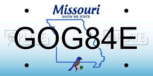 GOG84E Missouri License Plate
