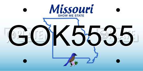 GOK5535 Missouri License Plate