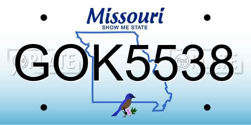 GOK5538 Missouri License Plate