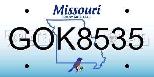 GOK8535 Missouri License Plate