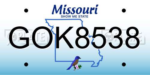 GOK8538 Missouri License Plate