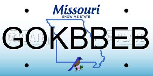 GOKBBEB Missouri License Plate