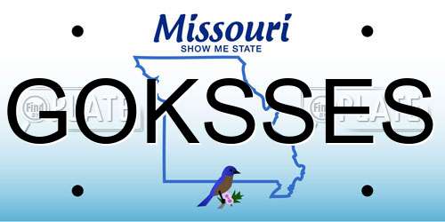 GOKSSES Missouri License Plate