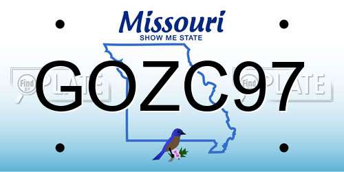 GOZC97 Missouri License Plate