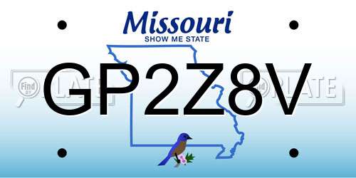 GP2Z8V Missouri License Plate