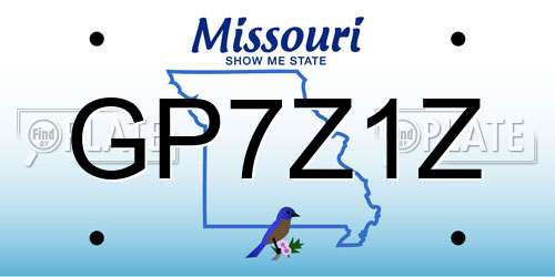 GP7Z1Z Missouri License Plate