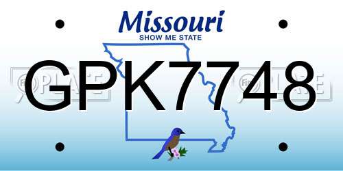 GPK7748 Missouri License Plate