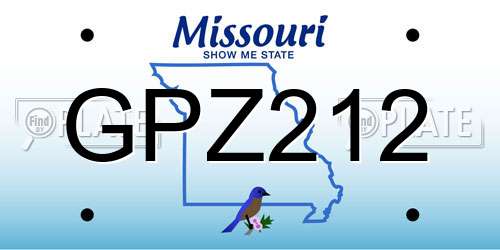GPZ212 Missouri License Plate