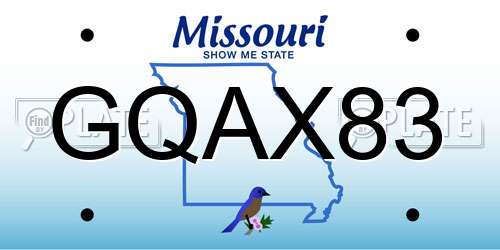 GQAX83 Missouri License Plate