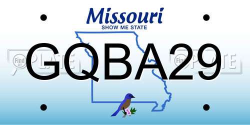 GQBA29 Missouri License Plate
