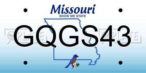 GQGS43 Missouri License Plate