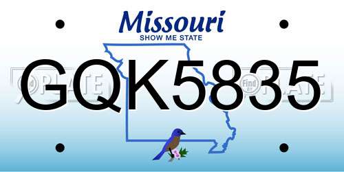 GQK5835 Missouri License Plate